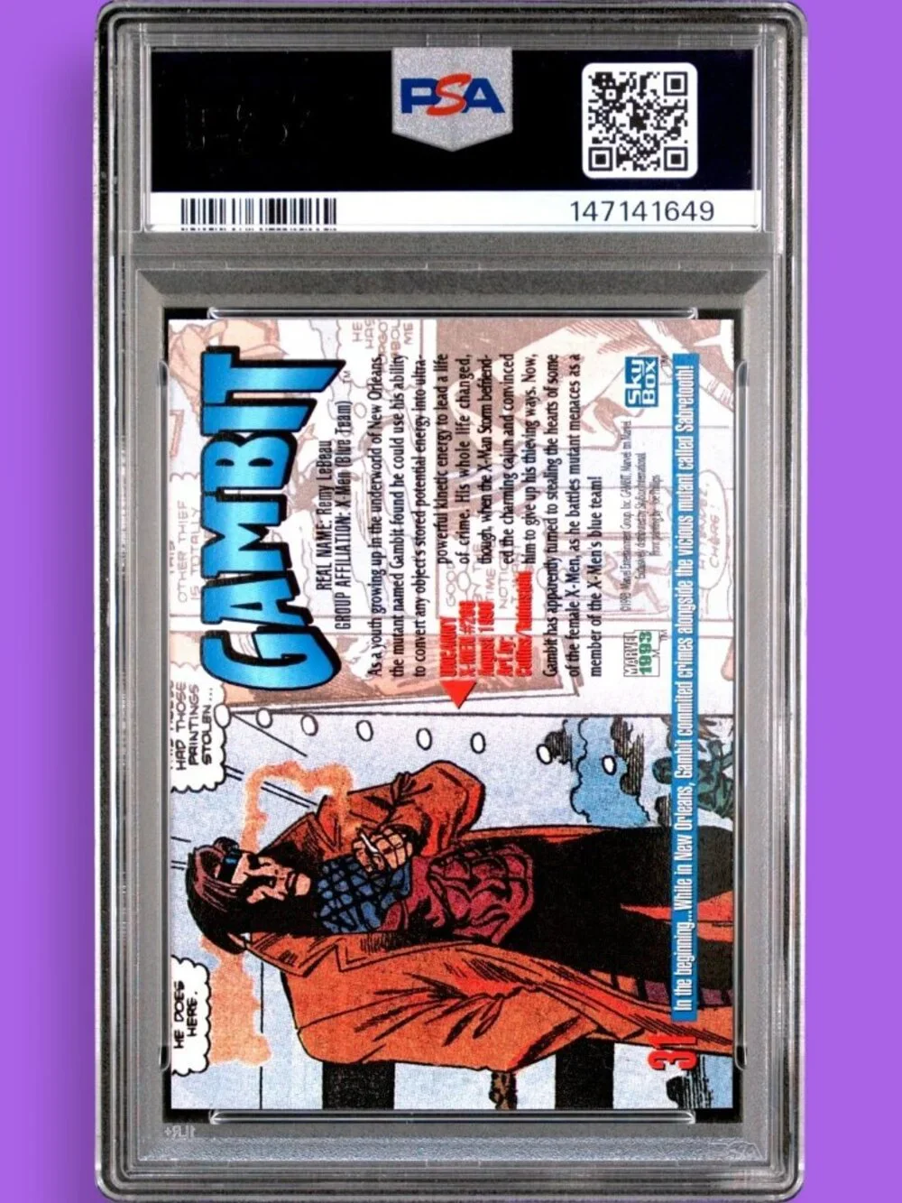 1993 Marvel Masterpieces 31 Gambit PSA 10